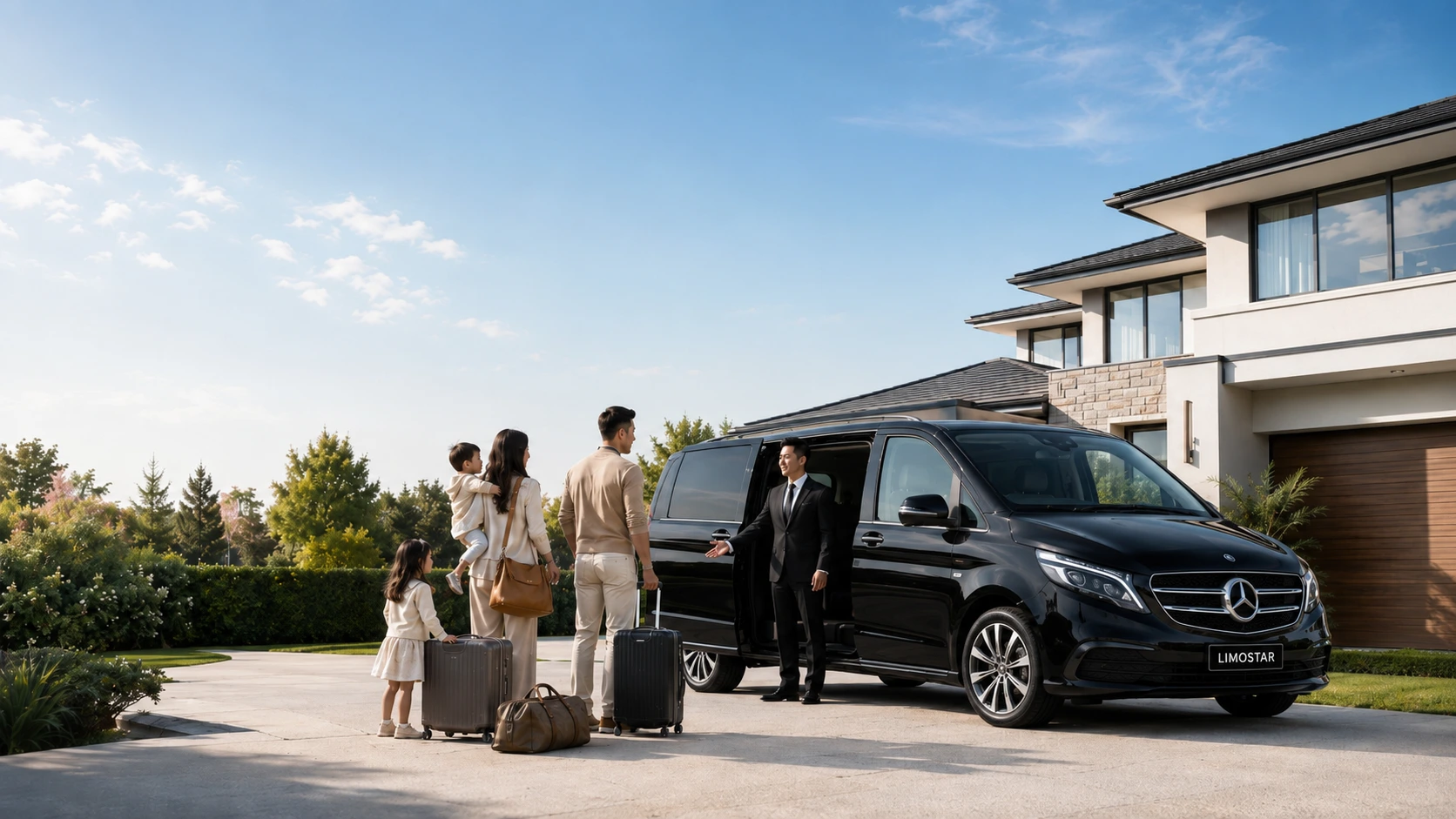 Private Mercedes V-Class airport transfer pickup from a Melbourne home