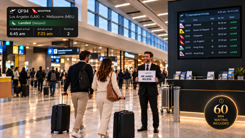 Flight tracking and waiting for Melbourne Airport international arrivals